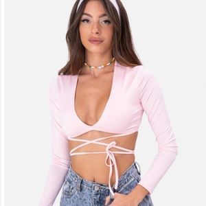 Pink wrap crop top